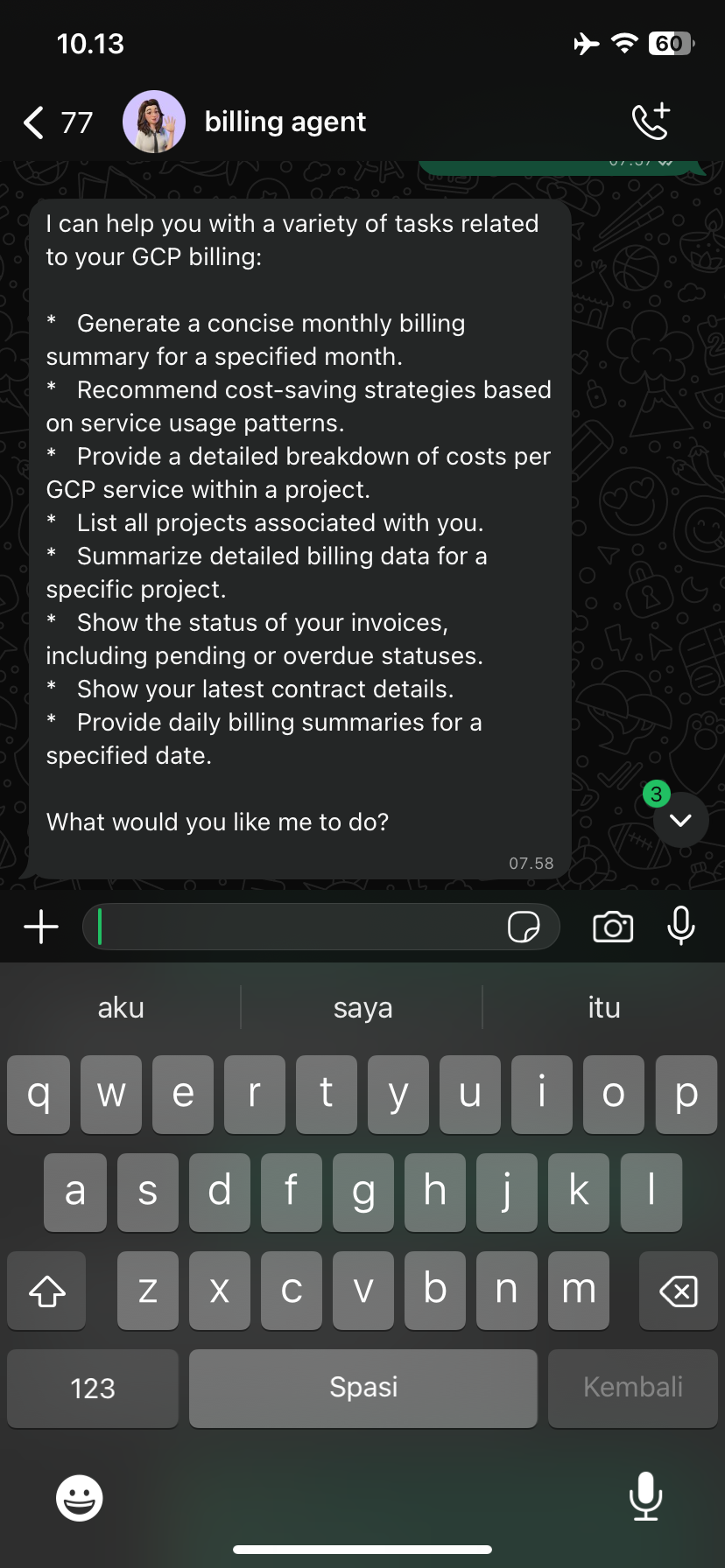 Dashboard Chatbot UI